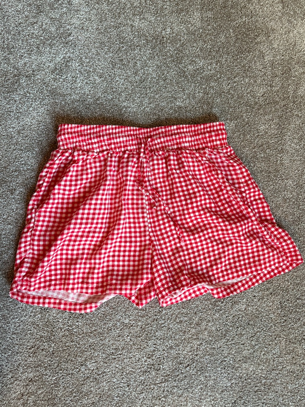 Red cottage core gingham patterned shorts